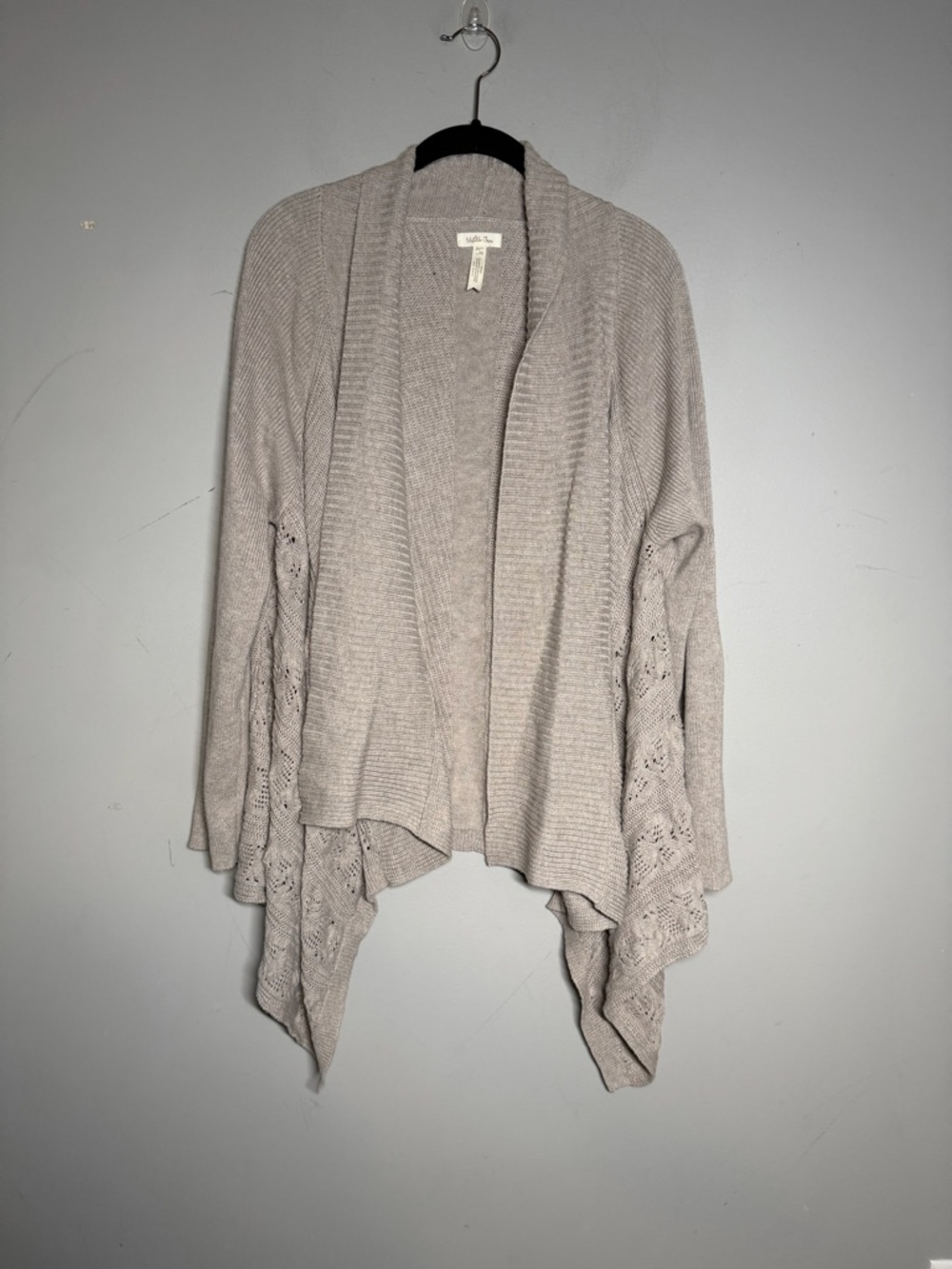 Matilda Jane Light Taupe Open-Front Draped knit Cardigan